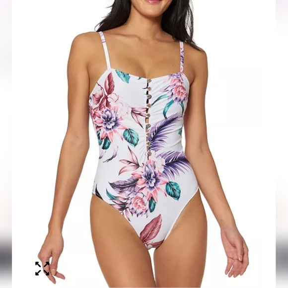 Jessica Simpson Other - Jessica Simpson Floral Print Button One Piece Swimsuit